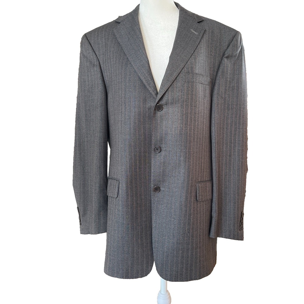 CREMIEUX for DILLARDS Classic Lora Piana Wool Dark Gray Striped‎ Blazer Size 41R